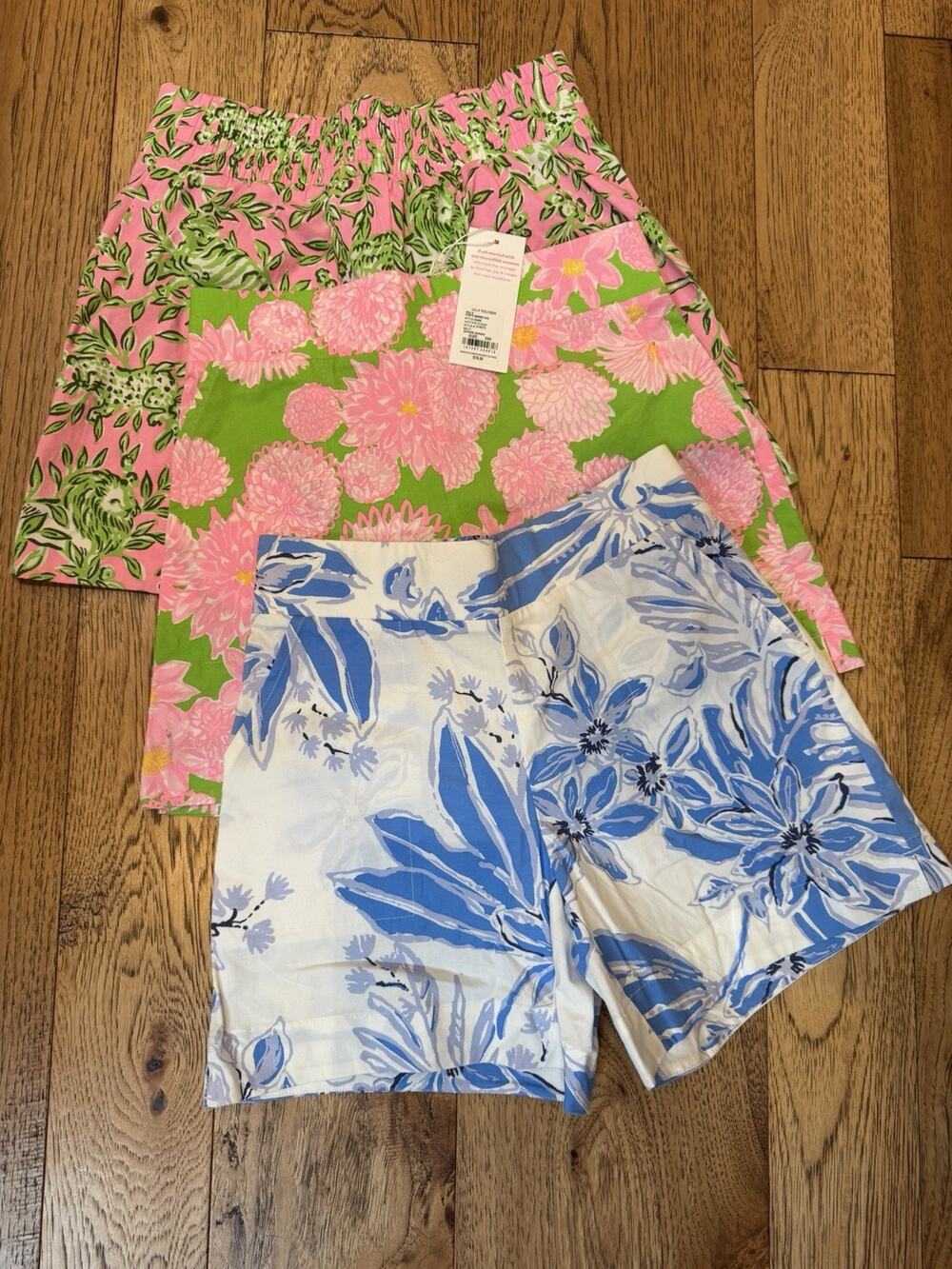 Lilly Pulitzer 3 Pair Shorts Lot XXS Floral Animal Print Pink Green Blue Preppy